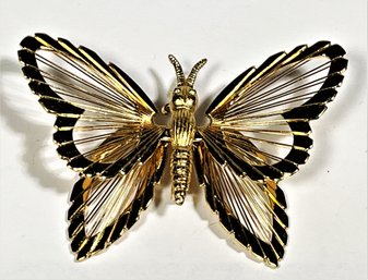 1980s Gold Tone Signed MONET Butterfly Pin Brooch