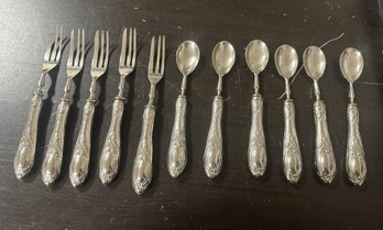 800 Silver Coated Vintage Flatware Six Spoons/ Five Forks. PD/ A2