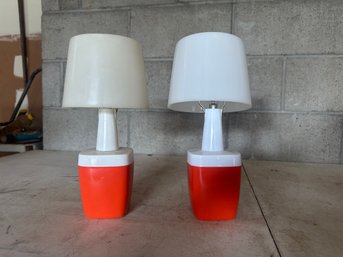 Set Of 2 Midcentury Dorc 4 Battery Lamps