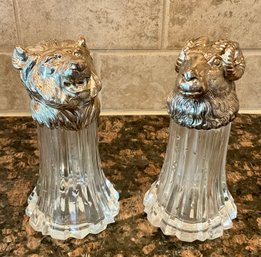 Pair Of Rare Bear And Rams Head Salt And Pepper Shakers