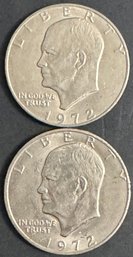 Lot Of 2 Eisenhower Dollars 1972-D, 1972