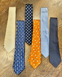 Gorgeous Silk Hermes Ties, Set Of 6