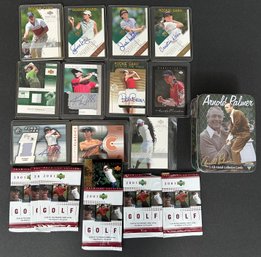 Assorted Golf Cards - 3 Sealed 2001 Packs - 2 Opened - 1 All Tiger Woods, Female Rookie Cards, Arnold Palmer