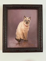 Vintage Siamese Cat Painting By J Goutell