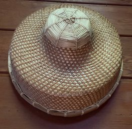 Vintage Asian Straw Hat - Elaborate Weaving