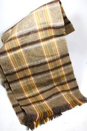 Bill Blass Merino Wool Made In England Plaid Scarf In Browns