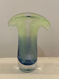 Hand Blown Murano Style Glass Tulip Vase