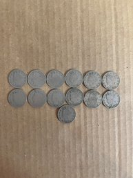 Beautiful Vintage Lot Of 13 V Nickels 1900 - 1912 In Sequence