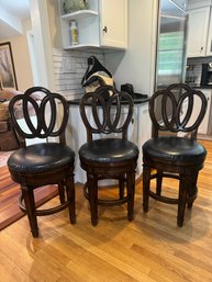 Set Of Three Swivel Top Bar Stools