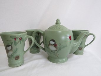 PFALTZGRAFF Winterwood Pattern Tea Pot With 3 Handled Mugs