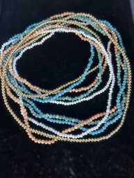 Five Long Beaded Strand Necklaces - Real Stone