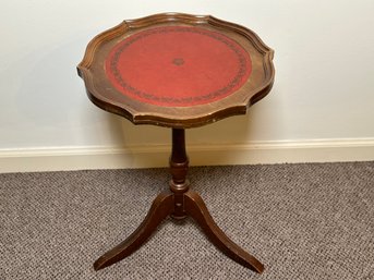 Vintage Red Leather Top Side Table