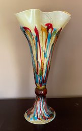 Impressive Art Glass Vase, 30' Tall