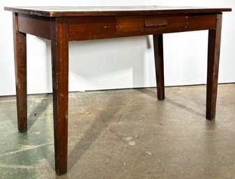 A Large Antique Oak Desk Or Work Table, C. 1920's