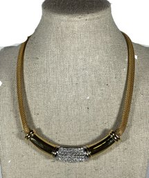 Signed Swarovski Crystal Gold Tone Choker Necklace