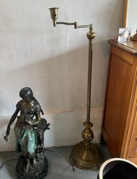 1980-1990 Solid Brass Swing Arm Floor Lamp