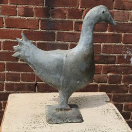 Very Cute Vintage Zinc Bird - Unsure Of Purpose - GREAT Vintage Worn Patina - Very Interesting Old Piece