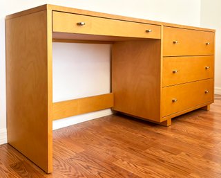 A Vintage French Modern Beech Wood Desk