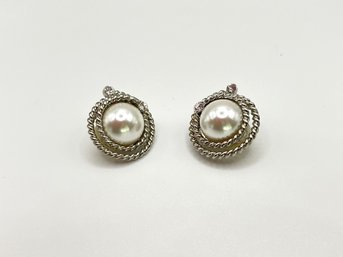 Vintage Silver Tone Clip-on Earrings
