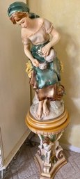 Vintage Signed Italian Pottery Of A Beautiful Woman On A Decorative Base
