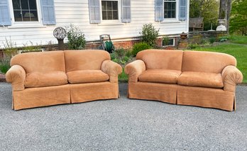 A Pair Of Custom Rolled Arm Loveseats