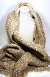 Beautiful Earth Tone 100% Wool Knit Scarf No Designer Tags