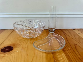 Tiffany & Co. Bowl Together With A  Glass Dish & Bud Vase