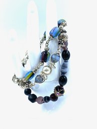 Trio Of Art Glass Bead Bracelets