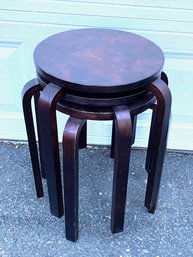 Trio Of Contemporary Stacking Cherry Finished Accent Tables