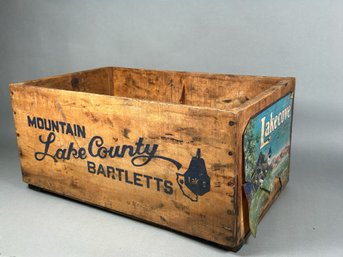 Vintage Mountain Lake Country Bartlett Pears Wooden Crate