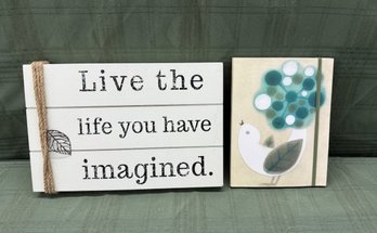 Live The Life You Have Imagined Wall Hanging And Blank Zenia Birds And Tree Journal