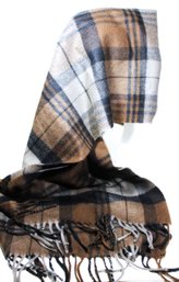 Beautiful 100% Cashmere Plaid Wool Winter Scarf In Earth Tones