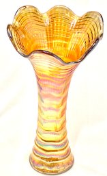 Vintage Imperial Marigold Ripple Style Swung Iridescent Vase
