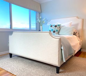 Queen Size Custom Upholstered Nailhead Bed With Side Rails Made For Domestic Possessions Madison Designer