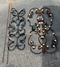 Three 'Horseshoe' Butterflies And One Iron Decorative Garden Element