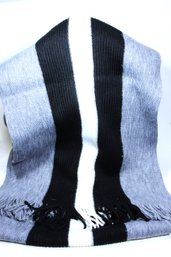 H & M Knit Winter Scarf Gray/black And White Striped