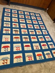 Vintage Handstitched Flying Geese Antique Quilt *need Repair