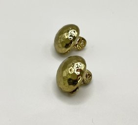 Vintage Monet Clip-on Goldtone Hammered Design Earrings