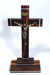Antique Signed Olive Wood Crucifix Cross