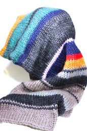 Very Fine Well Made Knit Wool Scarf By Yohji Yamamoto Multi-colored