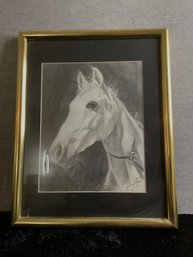 Signed Framed Horse Drawing