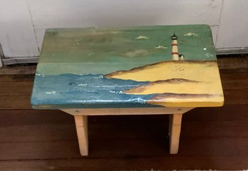 Adorable Painted Stool ~ Lighthouse ~