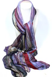 Designer Multi Colored Light Knit Scarf No Maker's Tags Or Labels