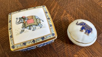 Precious Wedgwood And Limoges Porcelain Elephant Boxes