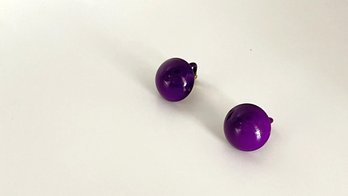 Retro Purple Dot Clip-on Earrings
