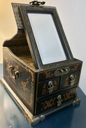 Vintage Chinese Vanity Chest With Mirror And Drawers