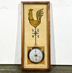 A Vintage Barometer, With Painted Weathervane Motif Adornment