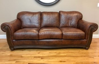 Phenomenal Leather Couch With Nail Head Trim Accents