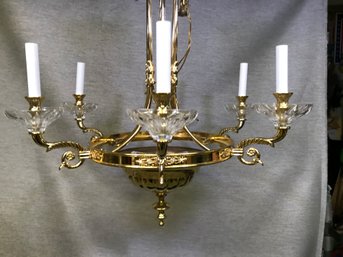 Very Nice WATERFORD Crystal And Brass Chandelier - All Crystal Pieces Are Marked Waterford As - Is Please Read