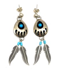 Sterling Silver Native American Feather Earrings